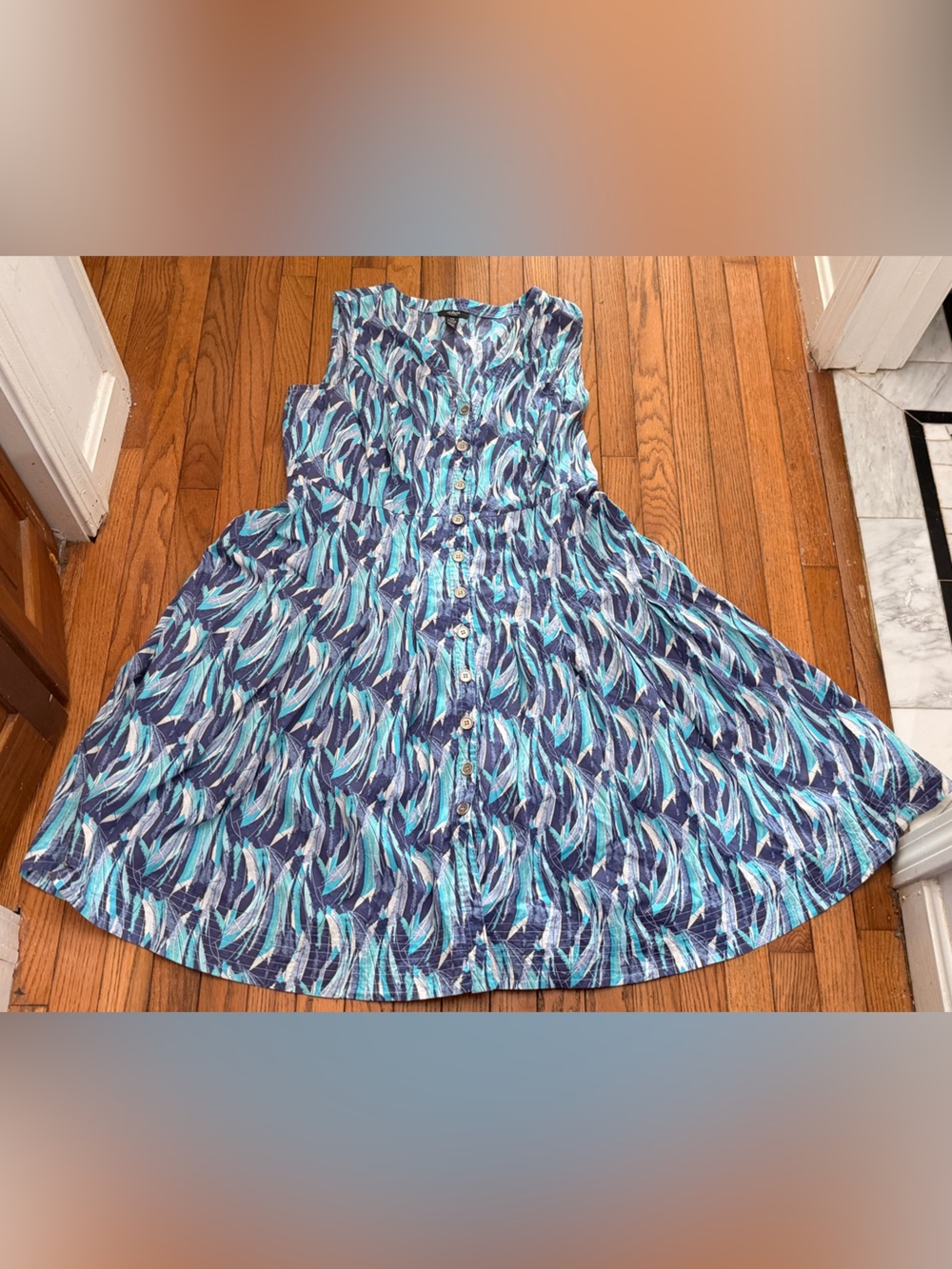 Alfani Blue Teal Patterned Midi Dress